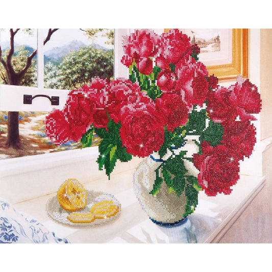 ROSES BY THE WINDOW